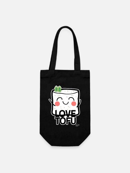 Tofu-Liebe: Tofu Herzensbrecher - Geschenkbeutel für Flaschen - Schwarz