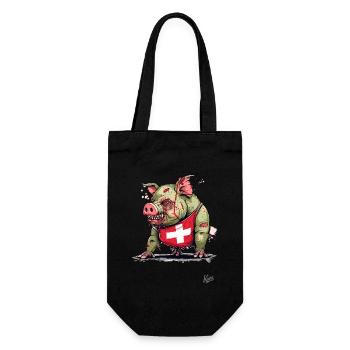 Drapeau suisse : Cochon zombie - Sac à bouteille - noir - Devant