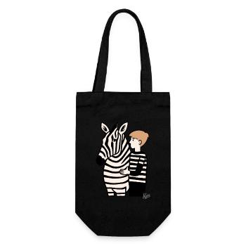 Boy with zebra - Gift Bag for Bottles - black - Front
