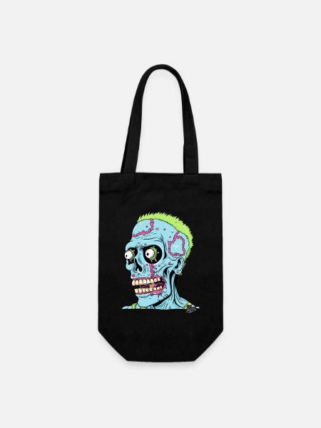 Crazy Stupid Zombie Punk Skull - Gift Bag for Bottles - black