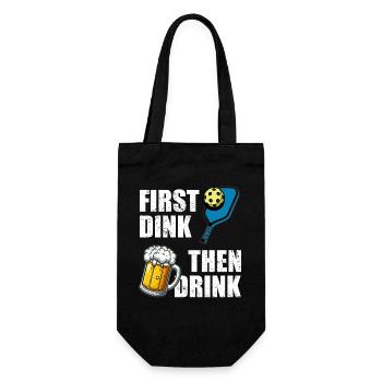 First Dink then drink Lustiges Pickleball Bier - Gift Bag for Bottles - black - Front