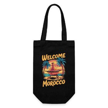 Willkommen bei Morocco Dreamfire - Geschenkbeutel für Flaschen - Schwarz - Vorne