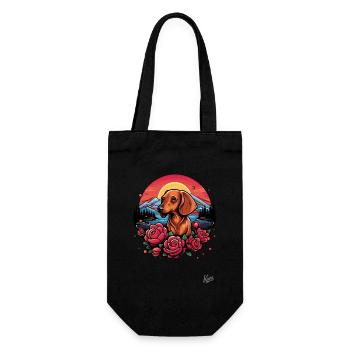 Sunset and Dachshund of Roses: Nature Love - Gift Bag for Bottles - black - Front