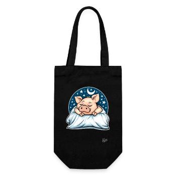 tired sleeping pig with moon and stars - Gift Bag for Bottles - black - Front