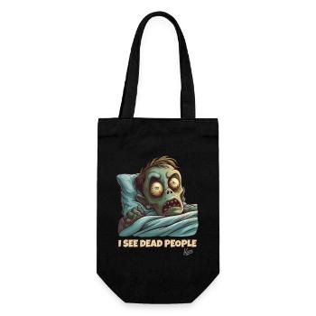 Schlafmütze Zombie: Ich sehe tote Leute - Geschenkbeutel für Flaschen - Schwarz - Vorne