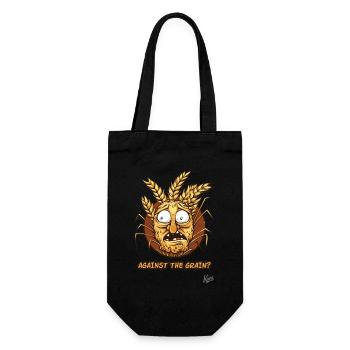 Against the Current: Cartoon Grain Face - Gift Bag for Bottles - black - Front
