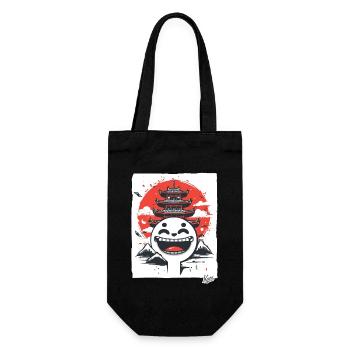 Japanese Mountains: Shinto Pagoda Laughing Face - Gift Bag for Bottles - black - Front