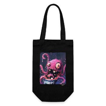 Ein Eimer voller spritziger Farben: Kraken-Schlürf - Geschenkbeutel für Flaschen - Schwarz - Vorne