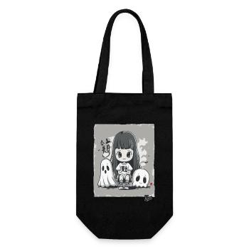 Jolie fille chibi du Japon et fantômes - Sac à bouteille - noir - Devant