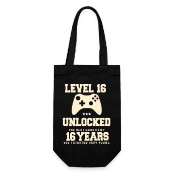 Level 16 Vintage Retro Vintage Birthday - Gift Bag for Bottles - black - Front