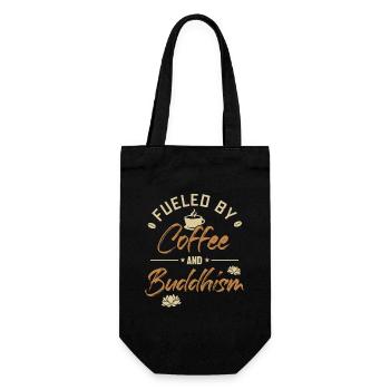 Alimenté par le café et le bouddhisme Statue bouddhiste - Sac à bouteille - noir - Devant