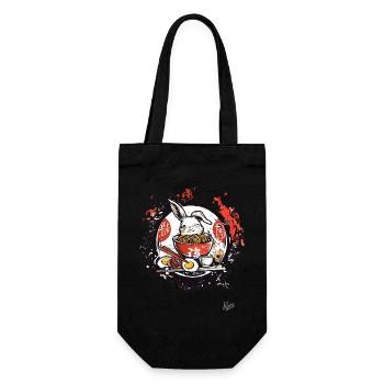Eier, Nudeln und Hase mit japanischem Ramen - Geschenkbeutel für Flaschen - Schwarz - Vorne