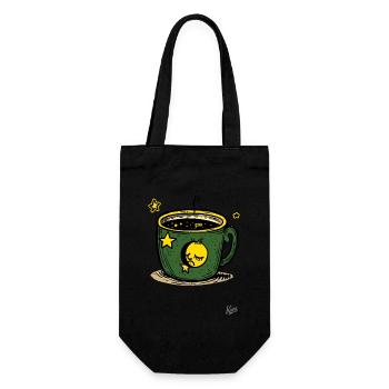 Sleepy Coffee : Mug avec lune et étoiles - Sac à bouteille - noir - Devant
