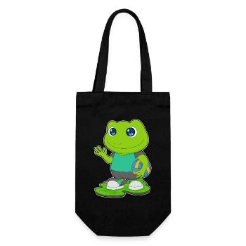 Frosch Volleyballspieler Volleyball - Geschenkbeutel für Flaschen - Schwarz - Vorne