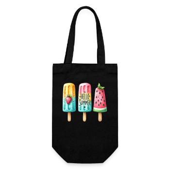 Hello Summer. Fröhliches Eis am Stiel Design, Eis, - Geschenkbeutel für Flaschen - Schwarz - Vorne