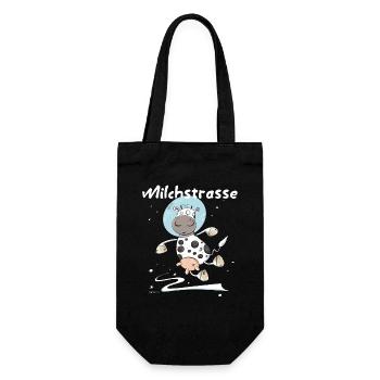 Drollige Kuh Als Astronaut Milchstrasse Weltall - Geschenkbeutel für Flaschen - Schwarz - Vorne