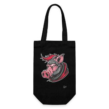 Kämpfender Spartaner-Krieger-Schwein - Geschenkbeutel für Flaschen - Schwarz - Vorne