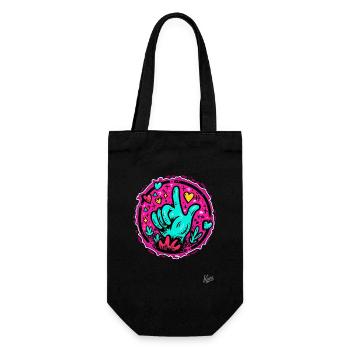 Style de tatouage rétro à l’ancienne : main et cœur - Sac à bouteille - noir - Devant