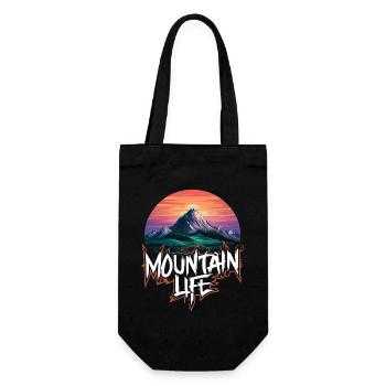 Atemberaubender Bergmond mit Sonnenuntergang - Geschenkbeutel für Flaschen - Schwarz - Vorne