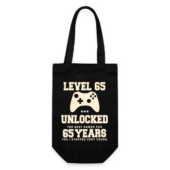 Level 65 Vintage Retro Vintage Anniversary - Gift Bag for Bottles - black - Front