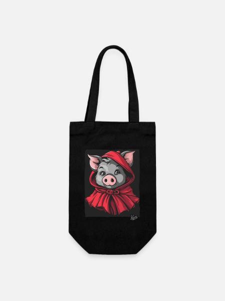 Le conte de fées du Petit Cochon Chaperon Rouge - Sac à bouteille - noir