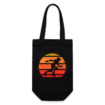 Retro Rollschuhfahrer Silhouette Sonnenuntergang - Geschenkbeutel für Flaschen - Schwarz - Vorne