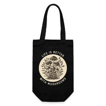 Life is better with Mushrooms - Gift Bag for Bottles - black - Front
