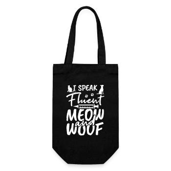 I speak fluent meow and woof - Gift Bag for Bottles - black - Front