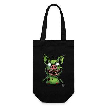 Funny Creepy Zombie Pig - Gift Bag for Bottles - black - Front