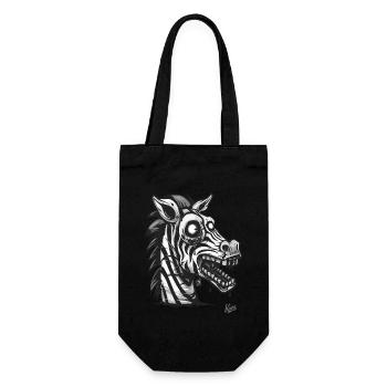 Müdes Krankes komisch lustiges Zombie Zebra - Geschenkbeutel für Flaschen - Schwarz - Vorne