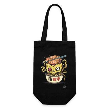 Japanisches Totenkopf-Gehirn-Ramen - Geschenkbeutel für Flaschen - Schwarz - Vorne