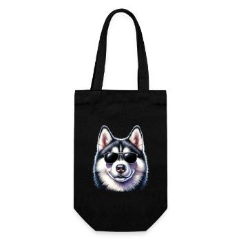 Cool husky with sunglasses - Gift Bag for Bottles - black - Front