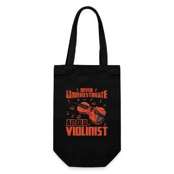 Never Underestimate An Old Violinist - Geschenkbeutel für Flaschen - Schwarz - Vorne