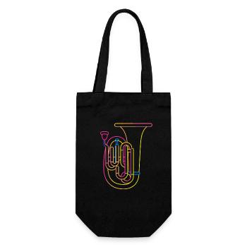 Tuba Zeichnung Retro - Geschenkbeutel für Flaschen - Schwarz - Vorne