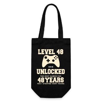 Level 48 Vintage Retro Vintage Birthday - Gift Bag for Bottles - black - Front