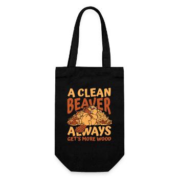Clean Beaver bekommt immer mehr Holz nach Norden - Geschenkbeutel für Flaschen - Schwarz - Vorne