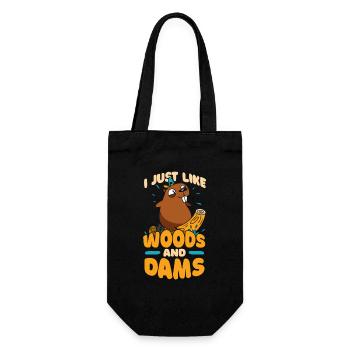 Ich mag einfach Wälder und Dämme Castor Canadensis - Geschenkbeutel für Flaschen - Schwarz - Vorne