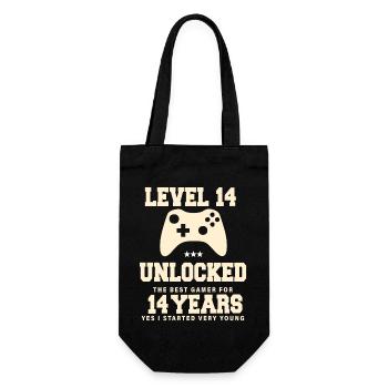 Level 14 Vintage-Retro-Jubiläum - Geschenkbeutel für Flaschen - Schwarz - Vorne