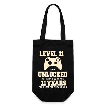 Level 11 Vintage Retro Vintage Jubiläum - Geschenkbeutel für Flaschen - Schwarz - Vorne