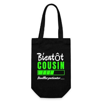 Soon cousin Please wait - Gift Bag for Bottles - black - Front