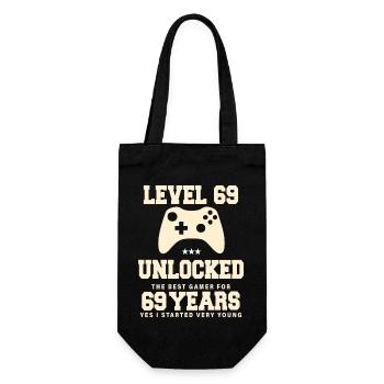 Level 69 Vintage Retro Vintage Birthday - Gift Bag for Bottles - black - Front