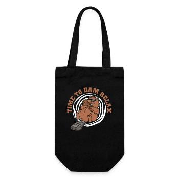 Time To Dam Relax North American Eurasian Beaver - Gift Bag for Bottles - black - Front