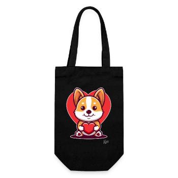 A cute little dog with a heart - Gift Bag for Bottles - black - Front
