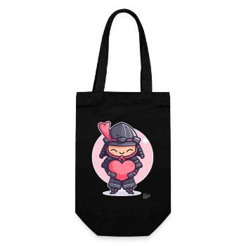kawaii cute shogun samurai with heart and love - Gift Bag for Bottles - black - Front
