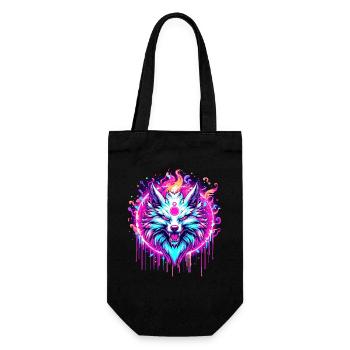 Psychedelischer Fuchs - Geschenkbeutel für Flaschen - Schwarz - Vorne