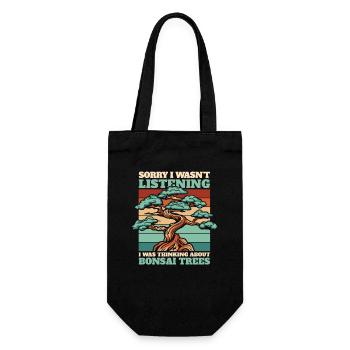 Was Thinking About Bonsai Trees Indoor Bonsai - Gift Bag for Bottles - black - Front
