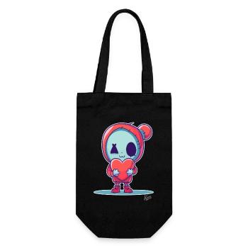 Poupée zombie heureuse avec coeur pour l’amour - Sac à bouteille - noir - Devant