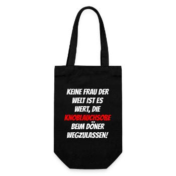 Keine Frau Der Welt Knoblauchsoße Döner Lustig - Geschenkbeutel für Flaschen - Schwarz - Vorne