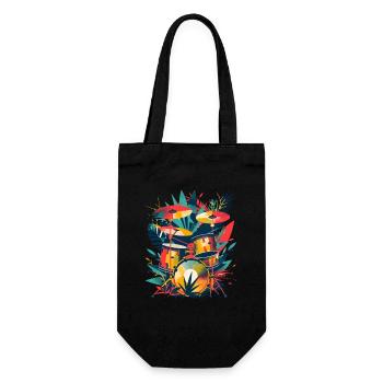 Drum Set Illustration - Geschenkbeutel für Flaschen - Schwarz - Vorne