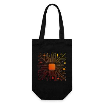 Tech Computer Motherboard Abstract Microchip - Gift Bag for Bottles - black - Front